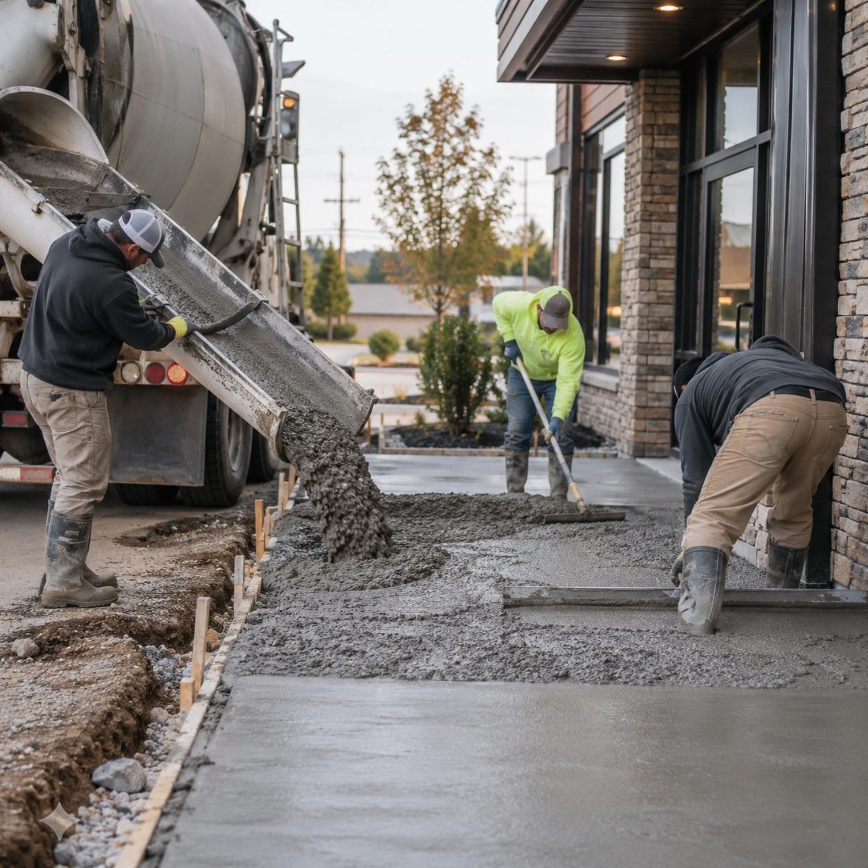 Concrete Contractor in Rush Springs - OK preparing forms for a new driveway extension, Concrete Contractor in Moore - OK setting driveway forms beside a suburban home, Concrete Contractor in Norman - OK preparing forms for a new residential driveway pour